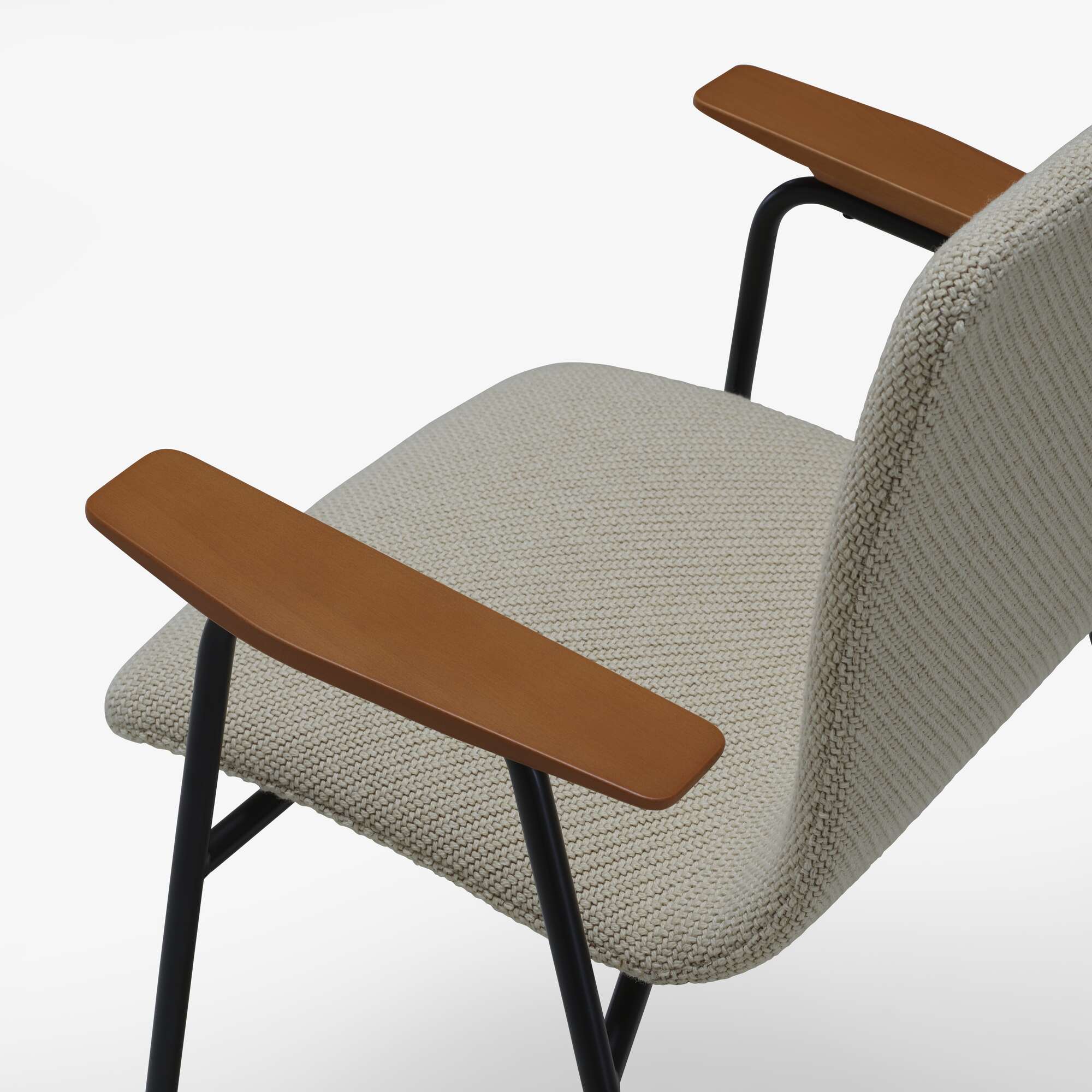 Papyrus Carver chair upholstered back black lacquered steel base