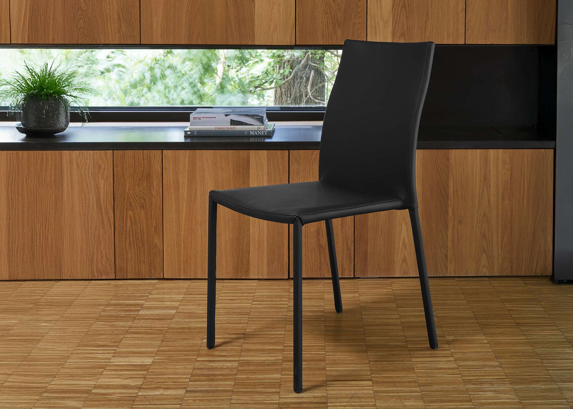 Slim chair Chair grey leather