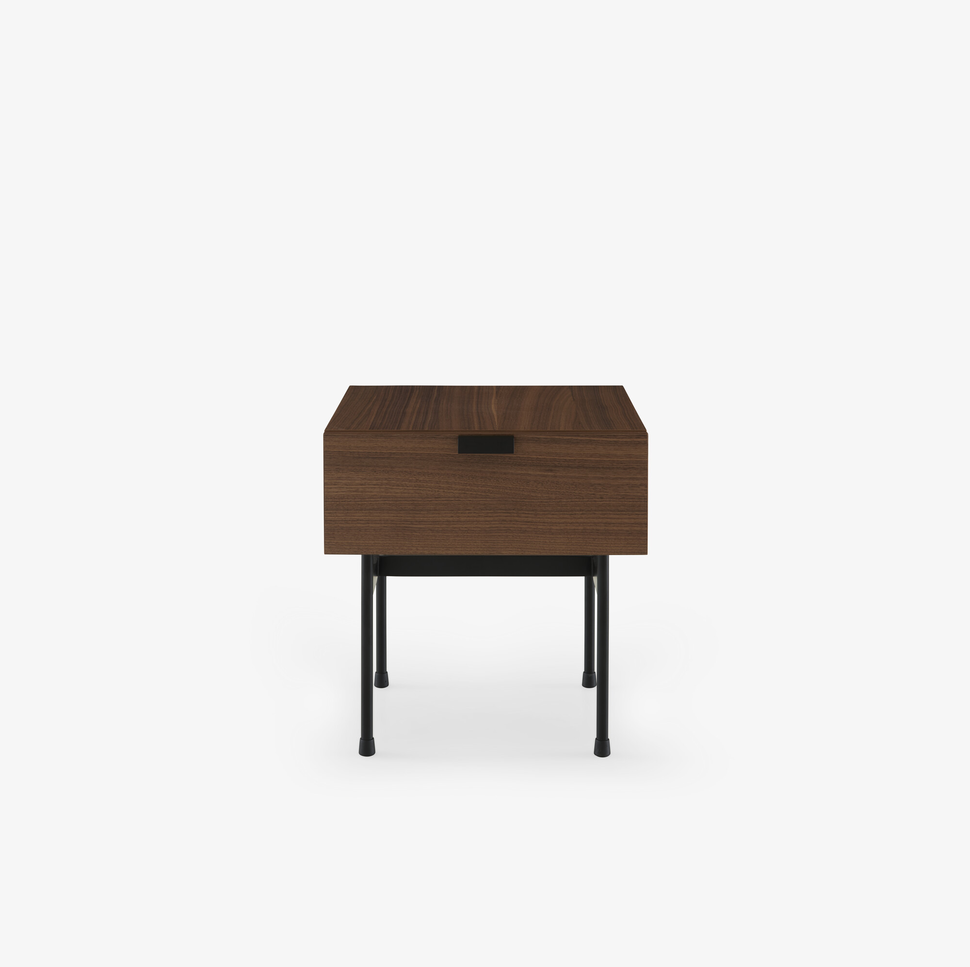 Tanis Bedside table walnut base in circular tubing