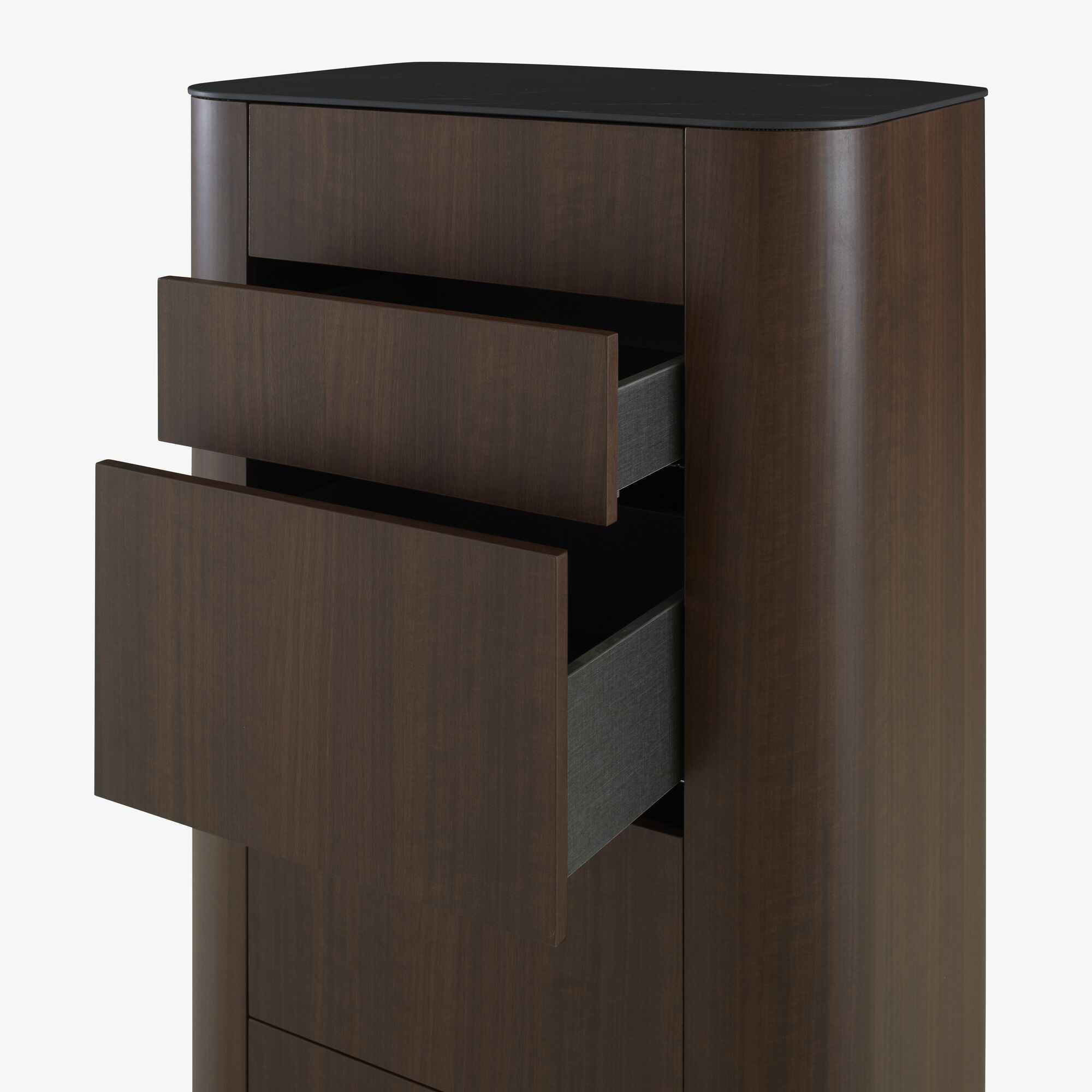 Parabole Chest of drawers dark walnut marquinia ceramic stoneware top